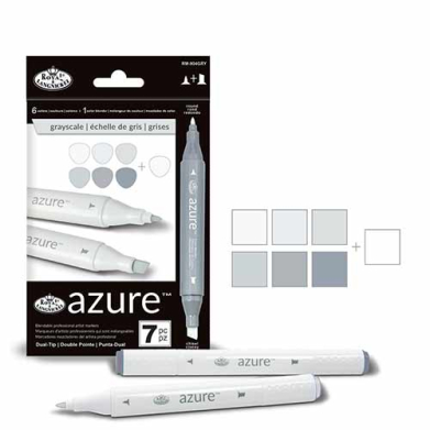 Royal Langnickel Azure Dual-Tip Alcohol Marker Set - 7pc Grayscale