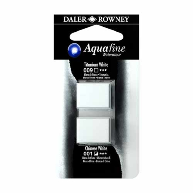 Aquafine 2 pack Watercolor Half Pans with Paint- Titanium White/Chinese White