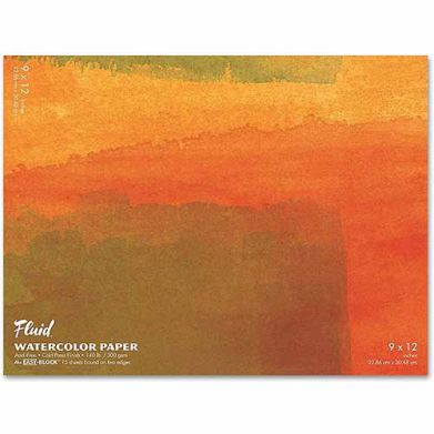 Fluid Watercolor Paper Easy-Block - 9x12 (15 Sheets, 140lb) Cold Press