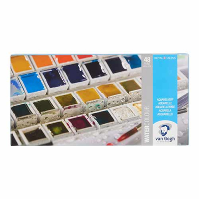 Royal Talens Van Gogh Water Color Painting Set - (48 Pans) Metal Box