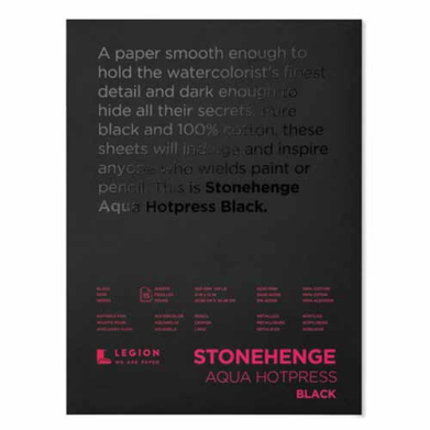 Legion Artist Stonehenge Aqua HP 140lb Black Pad- 9x12