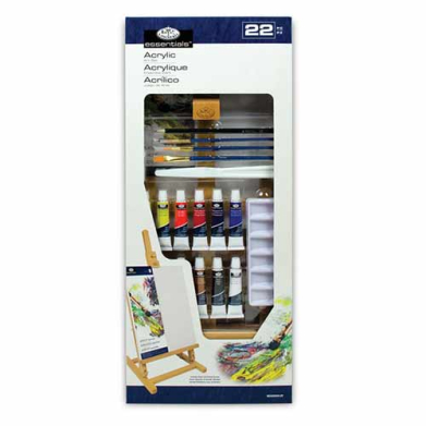 Royal Langnickel Essentials Acrylic Art Set with Medium H-base Easel - 22pc   REA5204