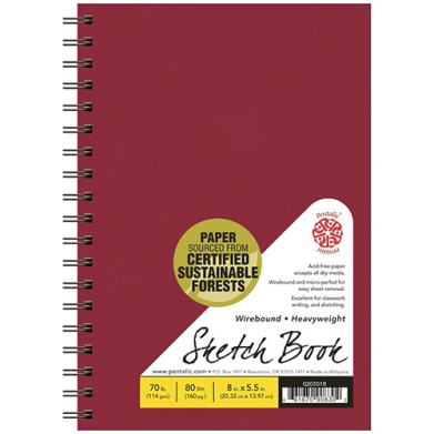 Pentalic Heavyweight Sketch Book 8.5x11- Red