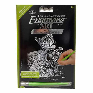 Royal Langnickel Silver Mini Engraving Art Kit- Tabby Cat & Kittens