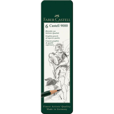 9000 Graphite Pencil Metal Tin- 6ct