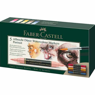 Faber Castell Albrecht Durer Artist Watercolor Markers Wallet- Portrait (5ct)  FC160307