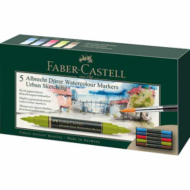 Faber Castell Albrecht Durer Artist Watercolor Markers Wallet- Urban Sketching (5ct)  FC160308