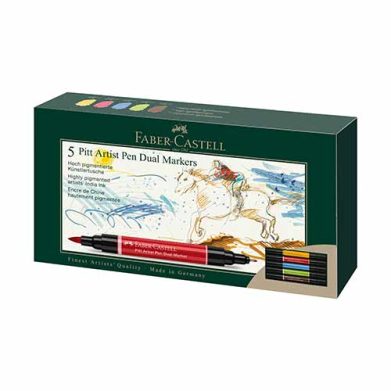 Faber Castell Pitt Artist Pen Dual Markers Set- Cardboard Wallet (5ct)  FC162005