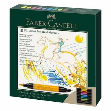Faber Castell Pitt Artist Pen Dual Markers Set- Cardboard Wallet (10ct)  FC162010