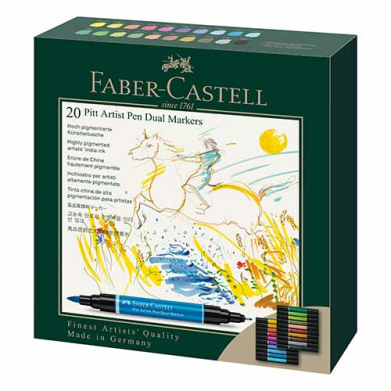 Faber Castell Pitt Artist Pen Dual Markers Set- Cardboard Wallet (20ct)  FC162020