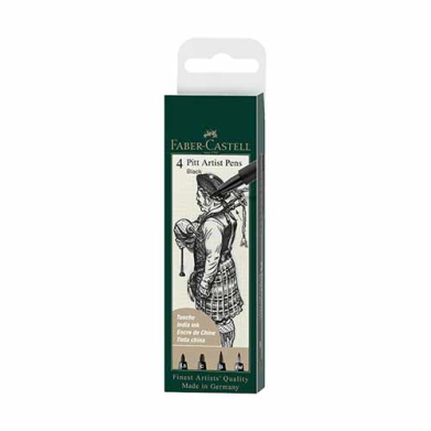 Faber Castell Pitt Artist Pens Wallet- Black (4ct) 167153