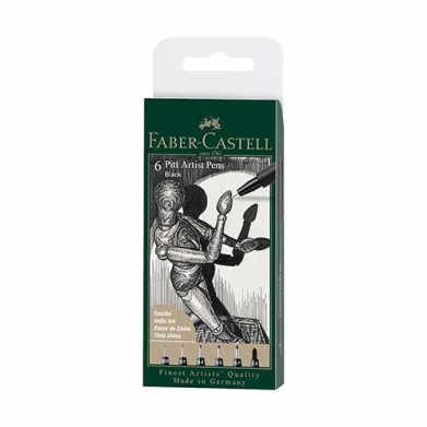 Faber Castell Pitt Artist Pens Wallet- Black (6ct) 167154