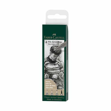 Faber Castell Pitt Artist Pens Wallet- Warm Grey lV (4ct)  167169