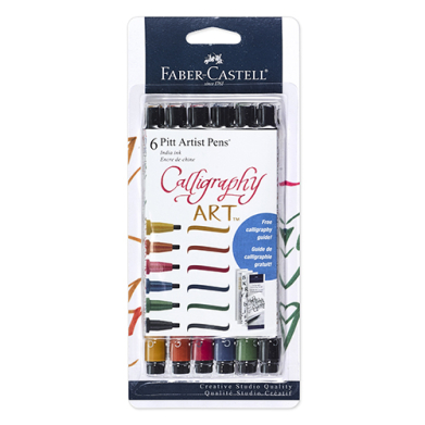 Faber Castell Creative Studio Pitt Artist Pens Calligraphy Art- 6ct (Assorted colors)  FC770096