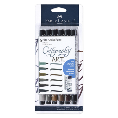 Faber Castell Creative Studio Pitt Artist Pens Calligraphy Art- 6ct (Subtle Tones)  FC770097