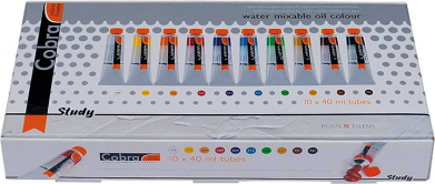 Royal Talens Cobra Study Water Mixable Oil Paint Value Set-10x40ml