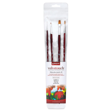 Princeton Velvetouch Mixed Media Brush Set- Long handle 4pc