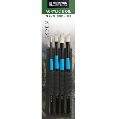 Princeton Professional Aspen Travel Brush for Oil & Acrylic Set- 4pc