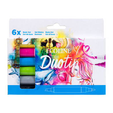 Ecoline Duotip Watercolor Marker Set - Basic 6ct