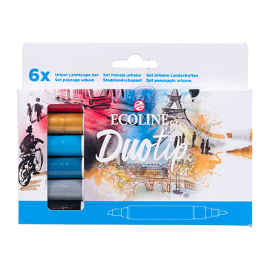 Ecoline Duotip Watercolor Marker Set - Urban Landscape 6ct