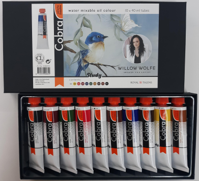 Royal Talens Cobra Study Water Mixable Oil Paint Willow Wolfe Set- 10x40ml