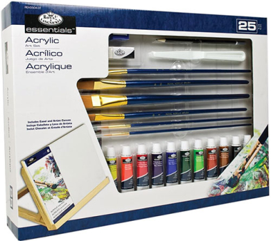 Royal Langnickel Essentials Acrylic Art Set with Large Flat Table Easel - 25pc  REA5504