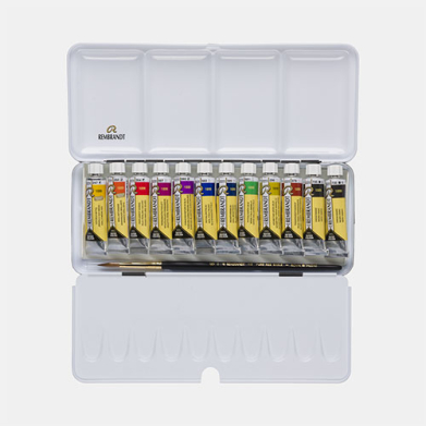 Rembrandt Professional Watercolor Tube Set / Metal Tin  -12x10ml -Oxide Black Mixing     05830193