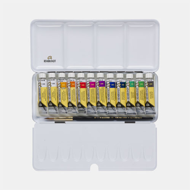 Rembrandt Professional Watercolor Tube Set / Metal Tin  -12x10ml -Opaque White Mixing     05830194