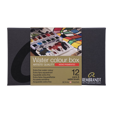 Rembrandt Professional Watercolor Pans Set / Metal Tin  -12ct Mono Pigmented    05838690