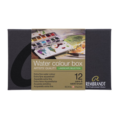 Rembrandt Professional Watercolor Pans Set / Metal Tin  -12ct Landscape Collection  05838695