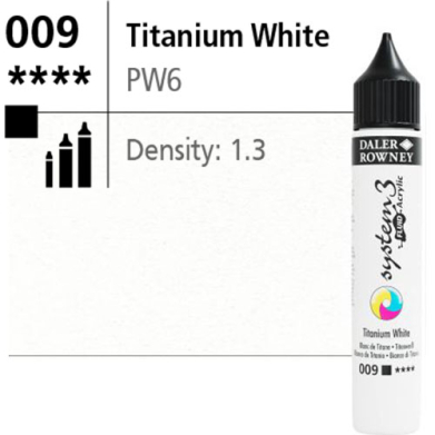 System3 Fluid Acrylic Titanium White -29.5ml Applicator Bottle 139029009