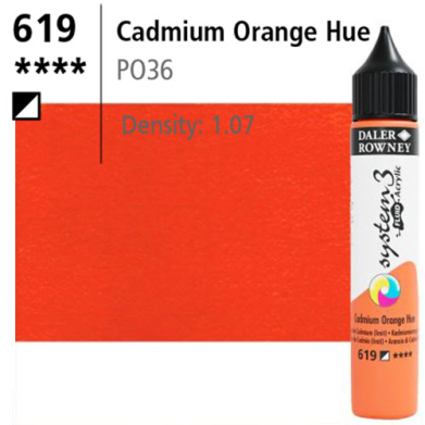 System3 Fluid Acrylics Cadmium Orange Hue -29.5ml Applicator Bottle 139029619