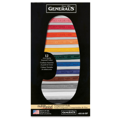 General's Multi Pastel Compressed Chalk Crayons Set - Assorted (12 Pack)  40140-BP