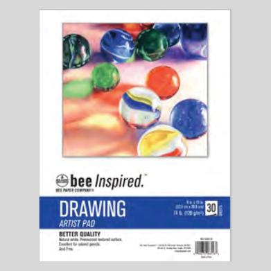 Bee Inspired Artist Drawing Pad 9"x12" 30 sheets Top Tape Bound BEE92086T30