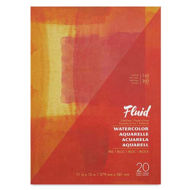 Fluid Watercolor Paper Pad  11" x 15" - (20 Sheets, 140lb) Cold Press