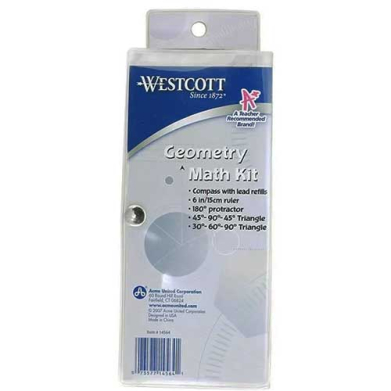 Westcott 6 Pc Geometry Math Tool Set in Plastic Storage Case 14564