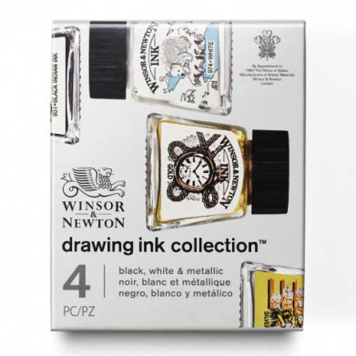 Winsor & Newton Dye-Based Drawing Ink - 4ct Metallics Collections WN1090103