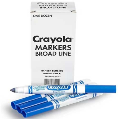 Crayola Conical Tip Broad Line Markers - (12 Pack) Blue  58-7800-042