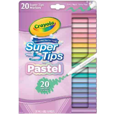 Crayola Washable Super Tips Markers - (20 Pack) Pastel Colors 58-7516