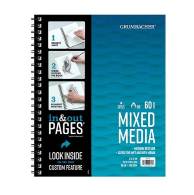 Grumbacher In & Out Mixed Media Pad 9"x12" 98lbs 60 sheets CHTP460711013