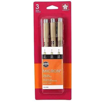 Sakura Pigma Micron Pen Set - (3 Pack) Black