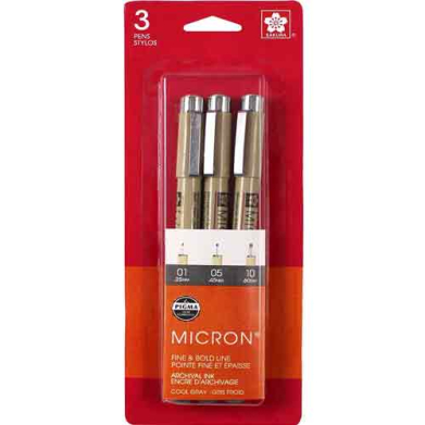 Sakura Pigma Brush Pen -Cool Gray (3pk)