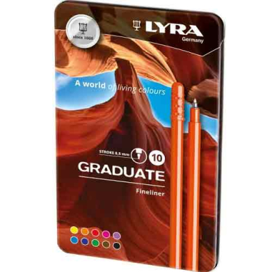 Lyra Graduate Fineliner Marker Set with Metal Tin - 10ct  LYL677110000