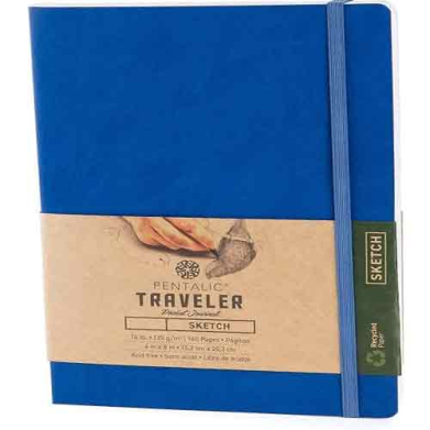 Pentalic Traveler Pocket Journal 3" x 4" - (160 Pages, 74lb) Sketch, Bright Blue