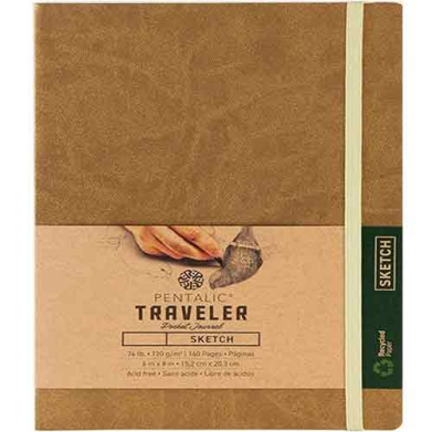 Pentalic Traveler Pocket Journal 4" x 6" - (160 Pages, 74lb) Sketch, Metallic Gold