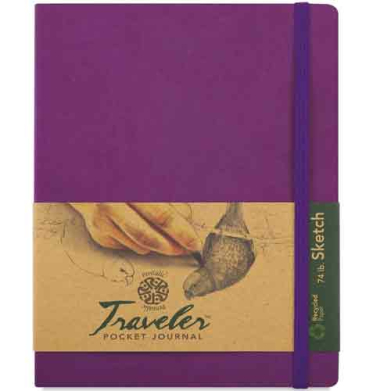 Pentalic Traveler Pocket Journal 6" x 8" - (160 Pages, 74lb) Sketch, Purple