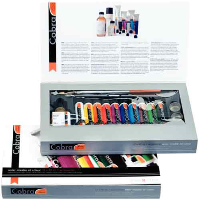 Royal Talens Cobra Water Mixable Oil Paint Artist Gift Set- 10x40ml+Accessories  RT21820511