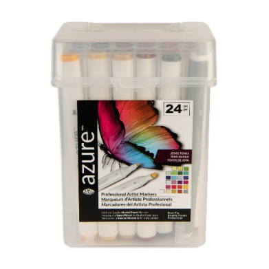 Royal Langnickel Azure Dual-Tip Alcohol Marker Set - 24pc Jewel RM-JWL24