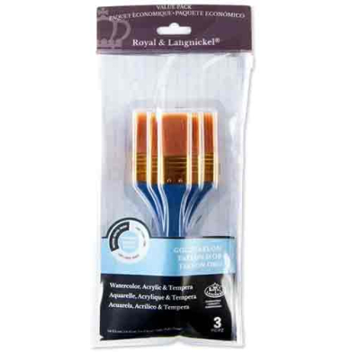Royal Langnickel 3pc Large Flat Golden Taklon Brush Set   RSET-9352