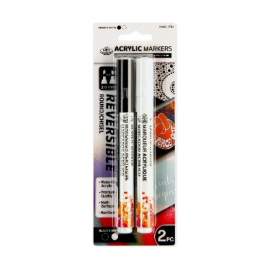Royal Langnickel Acrylic Paint Marker Set - 2ct 2mm Black/White  MARK-2724